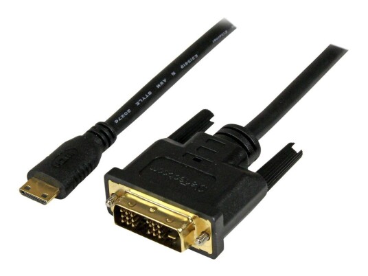 StarTech 1m (3.3 ft) Mini HDMI to DVI Cable, DVI-D to HDMI Cable (1920x1200p), 19 Pin HDMI Mini (C) Male to DVI-D Male, Digital Monitor Cable Adapter