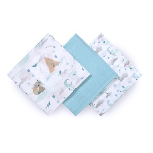 Babyono Musselinkluter / Gulpekluter Organisk Bambus 3 pk Blue Wolf Babyono Musselinkluter / Gulpekluter Organisk Bambus 3 pk Blue Wolf