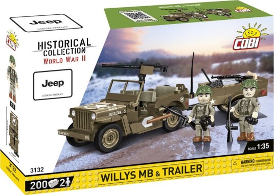 COBI Byggesett – Historical Collection 200 Deler – Willys MB & Trailer