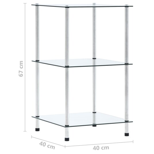 vidaXL Hylle 3 etasjer gjennomsiktig 40x40x67 cm herdet glass vidaXL Hylle 3 etasjer gjennomsiktig 40x40x67 cm herdet glass