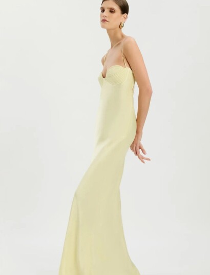 Bardot Devin Satin Maxi Dress   Yellow   M