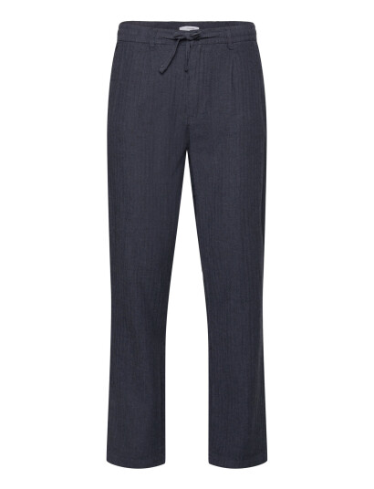 Lindbergh Linen Blend Herringbone Pants - Navy - L