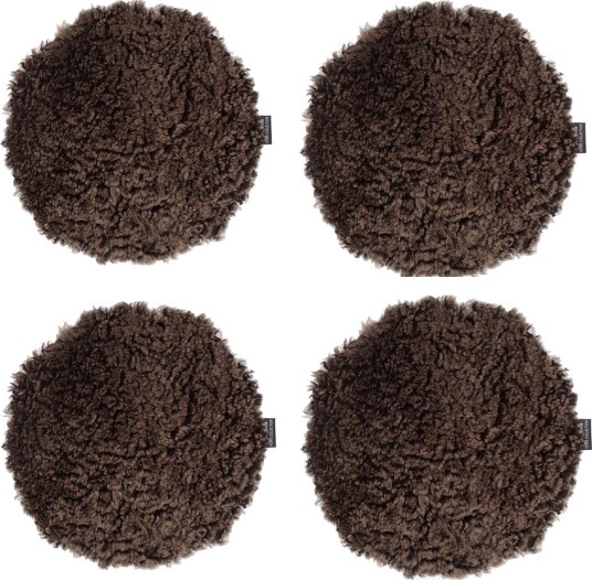 Skinnwille Sittepute rund Curly 4 pakning Brun
