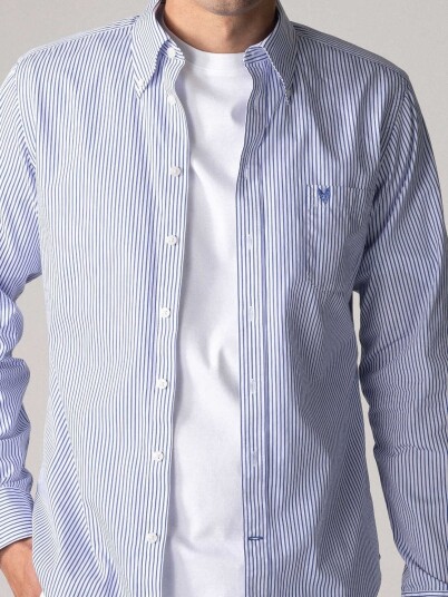 Rebeloup Poplin Striped Blå M