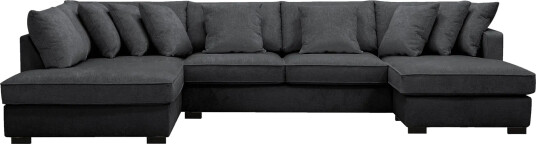 Rossita 5 seters Venstrevendt U formet Dyp Sofa med Divan og Sjeselong i Chenille Svart Rossita 5 seters Venstrevendt U formet Dyp Sofa med Divan og Sjeselong i Chenille Svart