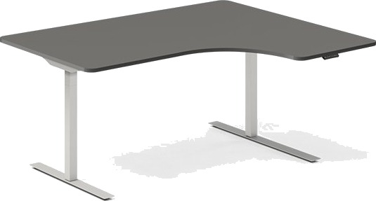 Hæve-Sænkebord Dna, Antracit 2000X1200 Mm Højre 2-Ben/Hvid