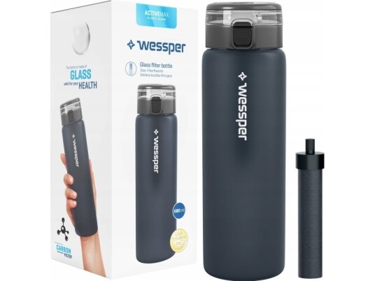 Wessper Wessper Activemax Vannflaske I Glass 680Ml Svart