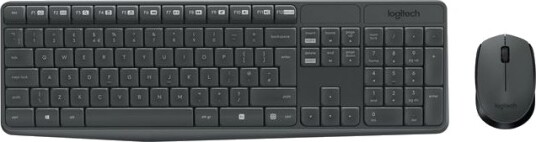 Logitech MK235 Trådløs Tastatur og Mussett - Fullstørrelse QWERTY Grå