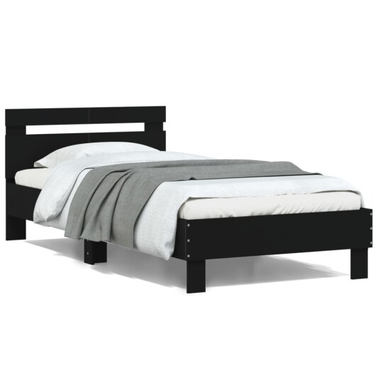 Sengeramme med hodegavl svart 100x200 cm konstruert tre 8721012238770