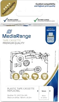 Mediarange   Laminert   Permanet Adhesiv   Svart På Hvitt   Rull 1,8 Cm X 8 M 1 KassettEr Hengeboks   Merketape Alternativ For: Brother Tz 241 Brother Tze 241   For Brother P Touch Pt 18 1830 1880 1950 1960 2100 2110 2430 2700 2710,