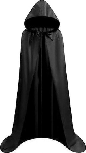 Halloween Svart Vampyrkappe med Hette og Hatt 150 cm M