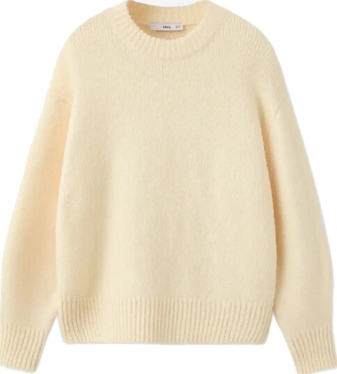 Mango Round-Neck Knitted Sweater - YELLOW - S