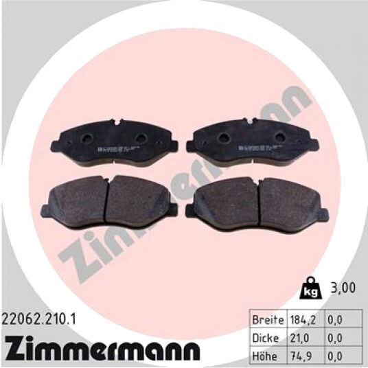 Bremseklosser sett ZIMMERMANN 22062.210.1