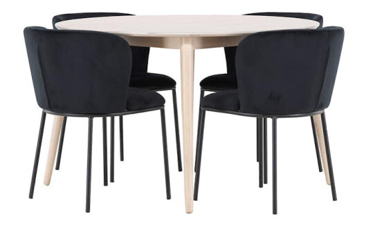 Spisegruppe Venture Home Flora Ø120 cm med 4st Edina Spisestoler