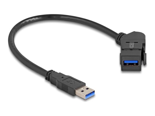 Delock Usb 5 Gbps Type-A Innebygd Stikkontakt 45° Vinklet Til Type-A-Plugg Med 30 Cm Svart Kabel
