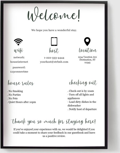 Personalisert Plakat   Tilpasset Airbnb Skilt 1