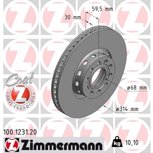Bremseskive ZIMMERMANN 100.1231.20