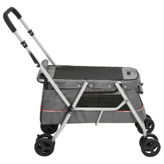 Hundevogn sammenleggbar grå 100x49x96 cm linstoff 172203