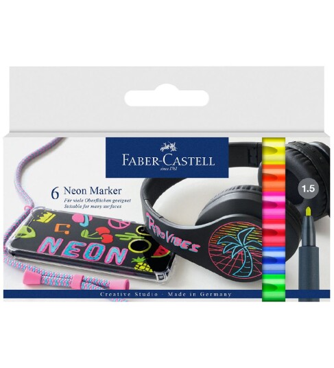 Faber Castell Tegnesett Faber Neon 6stk