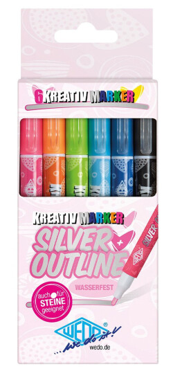 WEDO Creative Outline Markers 6-pk Sølv