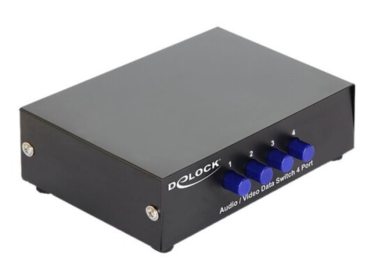 Delock Switch Audio / Video 4 Port Manual Bidirectional - Video/Audio Switch - 4 X Kombinasjons-Video/Lyd - Stasjonær