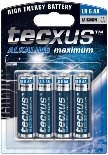 Tecxus Alkalisk AA 1,5V Batterier - 4-pakning Tecxus Alkalisk AA 1,5V Batterier - 4-pakning