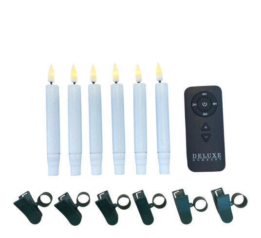 Deluxehomeart Real Flame LED-juletrelys med stearin 6-pk hvit Deluxehomeart Real Flame LED-juletrelys med stearin 6-pk hvit