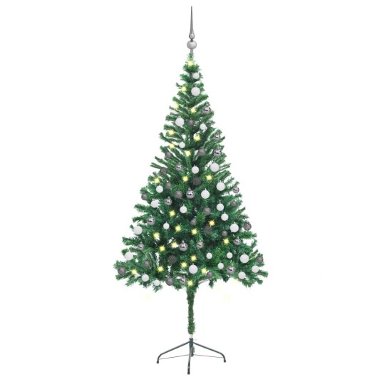 vidaXL Kunstig juletre med LED og kulesett 180 cm 564 grener
