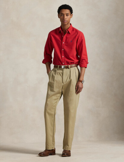 Polo Ralph Lauren Custom Fit Garment-Dyed Oxford Shirt - Red - M