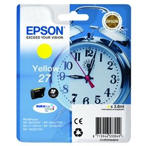 Epson 27 T2704 Y blekkpatron - C13T27044010 Original - Gul 6 ml Epson 27 T2704 Y blekkpatron - C13T27044010 Original - Gul 6 ml