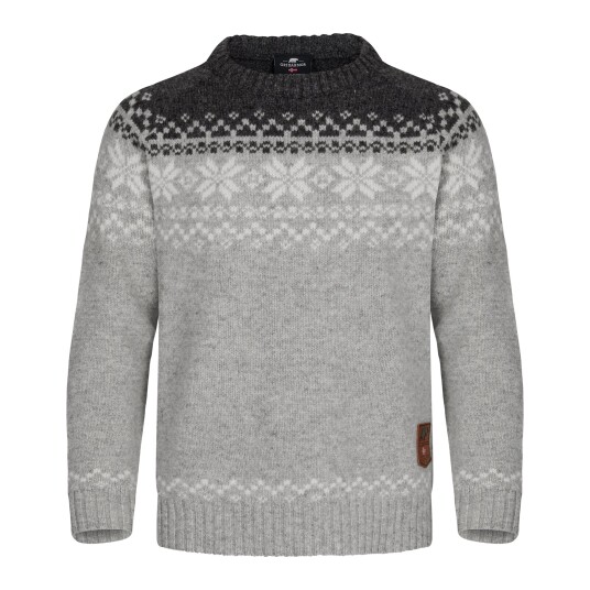 Gridarmor Kids' Snøkrystall Round Neck Ullgenser Light Grey/Dark Grey/White, Lt. Grey/Dk. Grey/White, 122/128