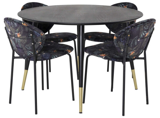 Venture Design Dipp & Vault spisegruppe Svart/flerfarget 4 st stoler & bord 115 cm