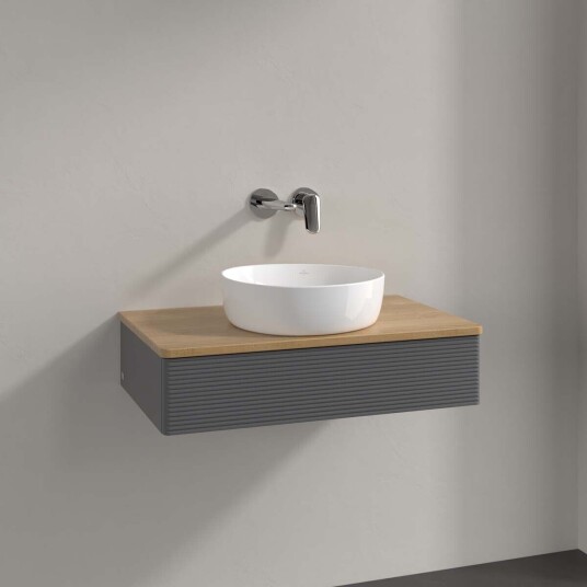 Villeroy & Boch  Antao Servantskap med 1 skuff 80x50x19 cm m/lys Antrasitt/Eik