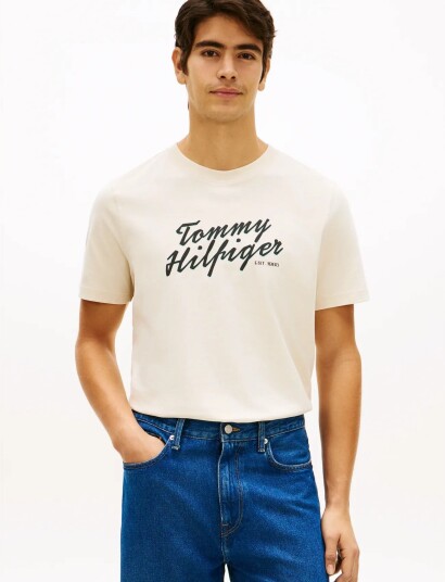 Tommy Hilfiger Summer Text Graphic Tee Cream XXL