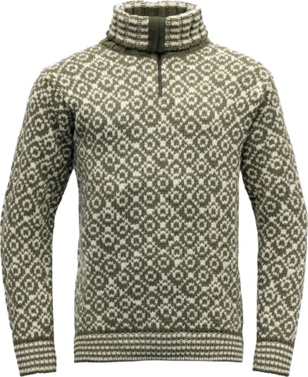 Devold Unisex Svalbard Wool Zip Neck XS , Olive/Offwhite Devold Unisex Svalbard Wool Zip Neck XS , Olive/Offwhite