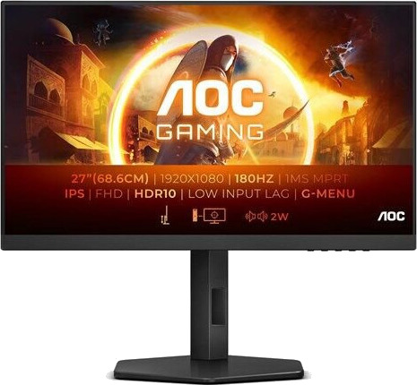 AOC G4 27G4X Gaming Monitor 2560x1440 QHD 180Hz IPS Svart AOC G4 27G4X Gaming Monitor 2560x1440 QHD 180Hz IPS Svart