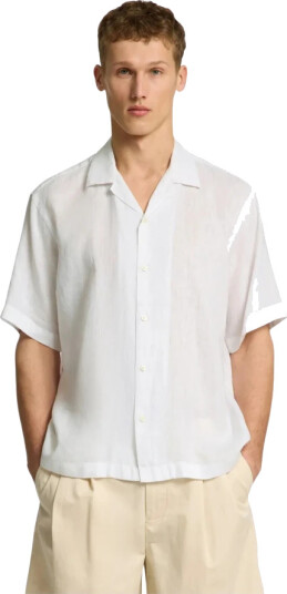Selected Slhrelaxkylian Mix Ss Shirt Resort - White - M