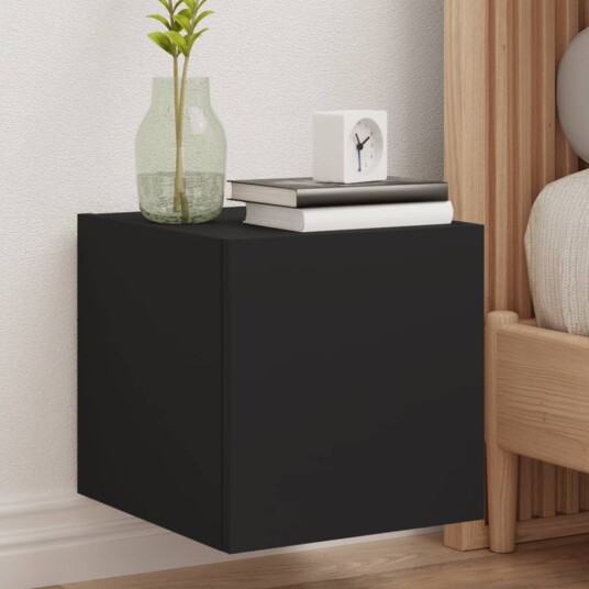 Vegghengt TV-benk med LED svart 30,5x35x30 cm 837220
