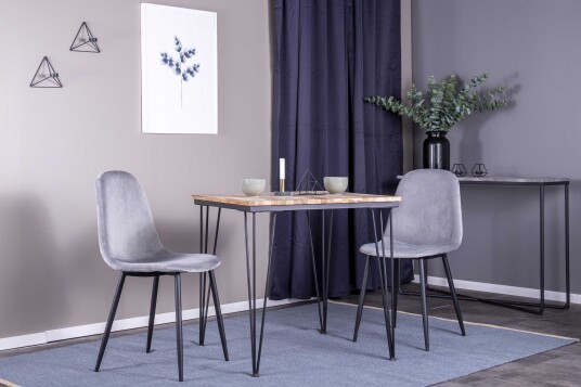 Venture Design Bali & Polar spisegruppe Natur/grå 2 st stoler & bord 80 x 80 cm