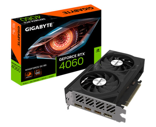GIGABYTE GeForce RTX 4060 WindForce OC 8GB GDDR6 - 8GB GDDR6 RAM - Grafikkort
