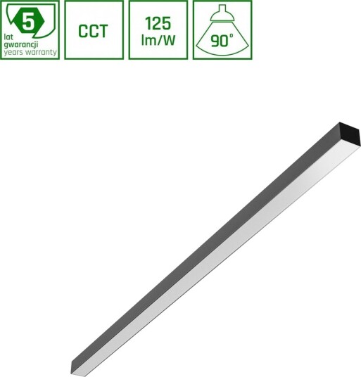 Spectrum 1203mm Basic LED armatur 40W 3CCT 230V 90° IP20 42x37mm svart PR UGR19 tak Dimbar : Ikke dimbar