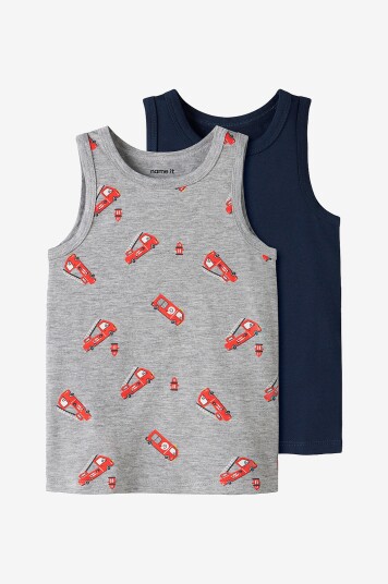 Name It Singlet nmmTank Grey Firetruck 2 pakning Grå