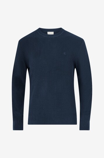 Calvin Klein Pullover LS Texture Cttn Crewnk 1 Blå Calvin Klein Pullover LS Texture Cttn Crewnk 1 Blå
