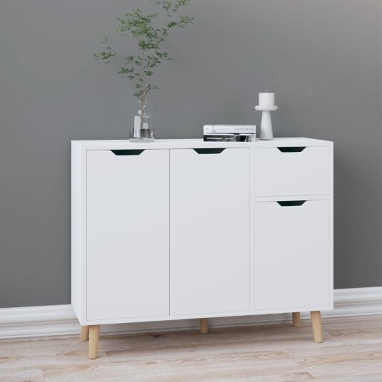 vidaXL Skjenk høyglans hvit 90x30x72 cm sponplate