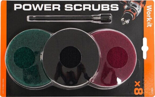 Work>It Power Scrubs 8-dels Sliberondeller til Bormaskin