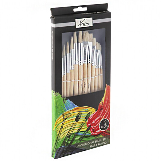 Nassau Fine Art Pensler 12-sett Hog hair