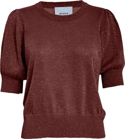 Minus Msliva Puff Sleeve Metallic Knit Pullover Burgundy S