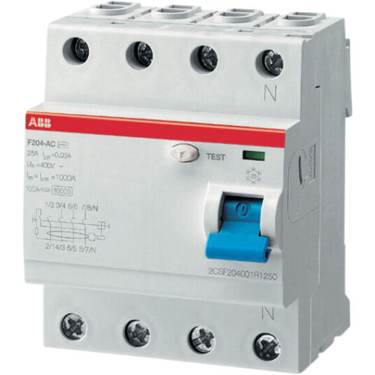 ABB Jordfeilbryter F204 A 4p 25A/30mA ABB - 1662907