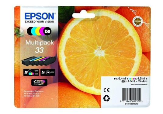 Epson 33 Multipack 5-Pack (Black Yellow Magenta Cyan Photo-Black) - Blekkpatron Blå
