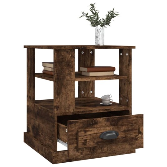 vidaXL Sidebord røkt eik 50x50x60 cm konstruert tre